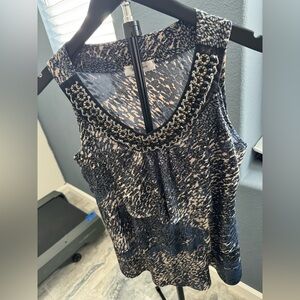 Dressbarn Blue and Cream Animal Print Top